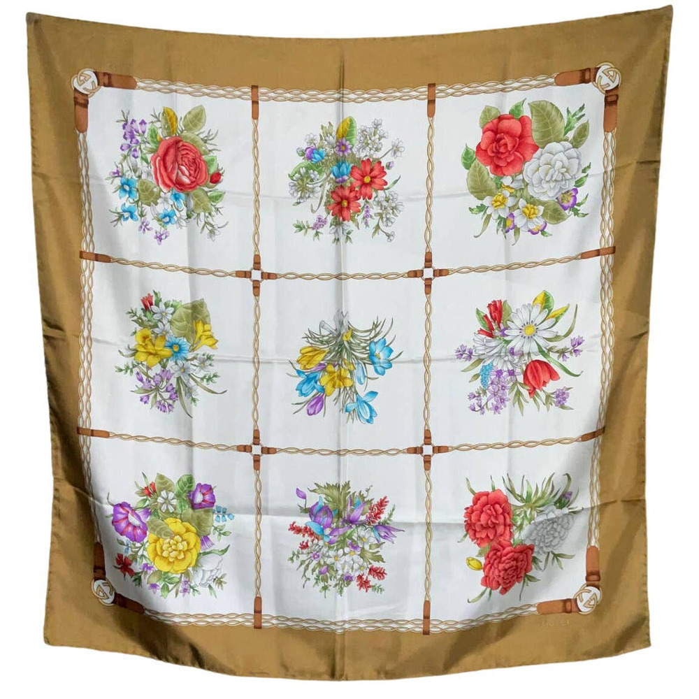 Gucci 100% Silk Floral Print Scarf
